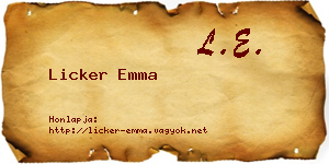 Licker Emma névjegykártya